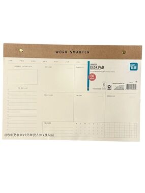 Pen+Gear Undated Work Smarter 60 Sheet Kraft Paper Large Desk Weekly Planner Pad
